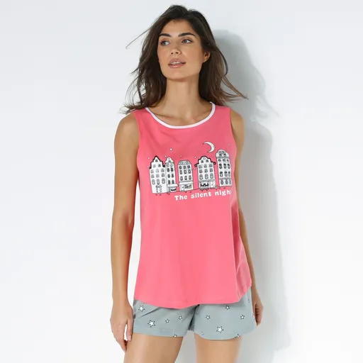 Pyžamo so šortkami, potlač mesto a hviezdy