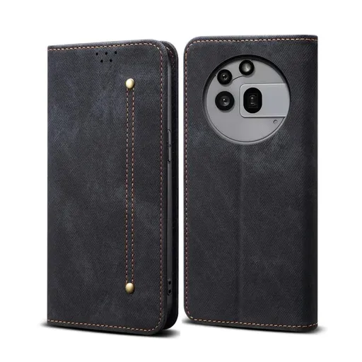 DENIM Peňaženkový kryt pre Nothing Phone (3a) Pro čierny