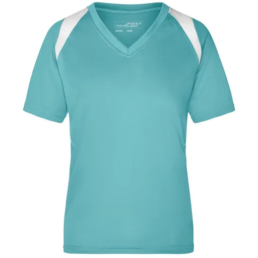 James & Nicholson (Daiber) Dámske bežecké tričko s krátkym rukávom JN396 - Mätová / biela | 2XL