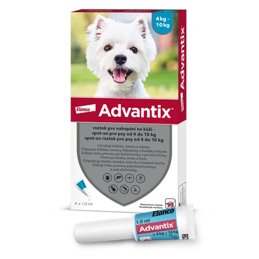 ADVANTIX Spot-on pre psov 4-10 kg 1 ml 4 pipety