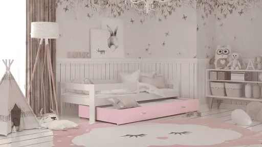ArtAJ Detská posteľ HOPE P2 s prístelkou | biela/ružová 80 x 190 cm