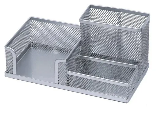 Drôtený organizér na sponky, ceruzky a bločky strieborný