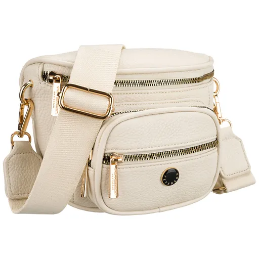 Svetlobéžová dámska ľadvinka Peterson z ekologickej kože so zlatými detailmi