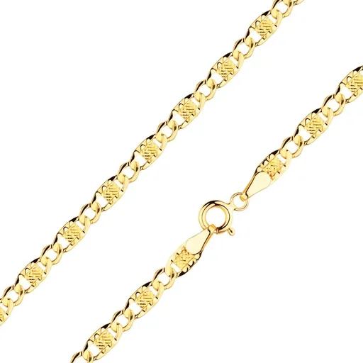 Zlatá retiazka 14K s mriežkovaným vzorom, 500 mm