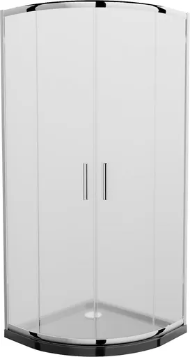 MEXEN/S - Rio štvrťkruhový sprchovací kút 90 x 90, mráz, chróm + vanička so sifónom Flat, čierny 863-090-090-01-30-4170