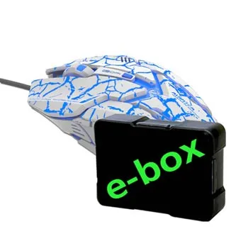 E-blue Auroza Gaming Myš drôtová, biela, 4000DPI, e-box
