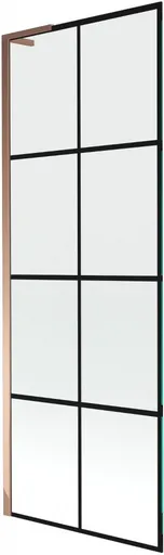 MEXEN/S - Next L vaňová zástena FIX 70 x 150, čierna vzor, ružové zlato 895-070-000-03-77-60