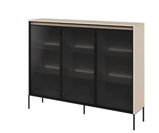 Dig-net nábytok Vitrína SWING TR-08 s LED osvetlením | béžová Variant: bez LED osvetlenia políc