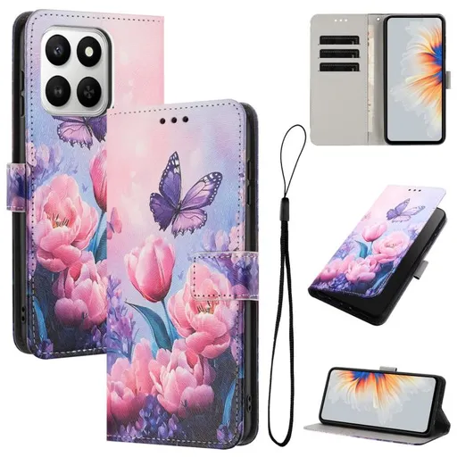ART Peňaženkový kryt pre Honor 400 Smart 5G / Honor X7d PINK BUTTERFLY