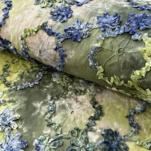 Bavlnená látka TIE DYE EMBROIDERY Eva tape design A