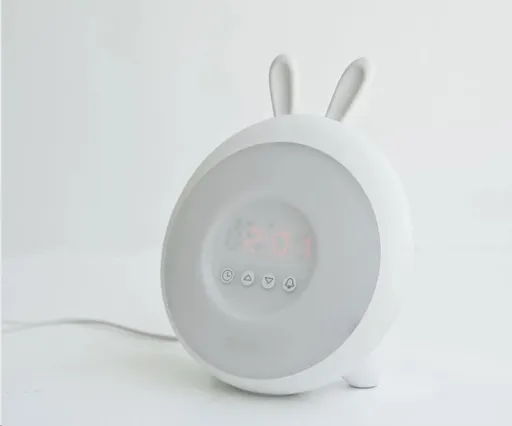 Rabbit & Friends Detská lampička s budíkom | Biela