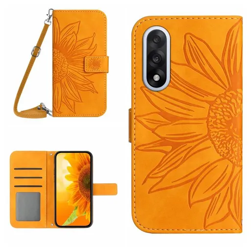 ART SUNFLOWER Peňaženkový kryt so šnúrkou pre OnePlus Nord 5 5G žltý