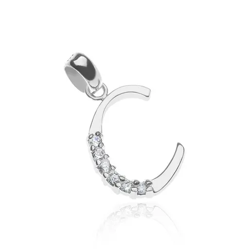 Strieborný prívesok 925 - písmenko C, zirkónový pás