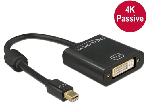 Delock Adaptér mini Displayport 1.2 samec > DVI samica 4K pasívny čierny