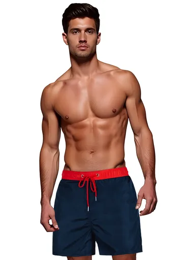 Pánske plavecké kraťasy, tmavomodré a červené, Dstreet SX2525