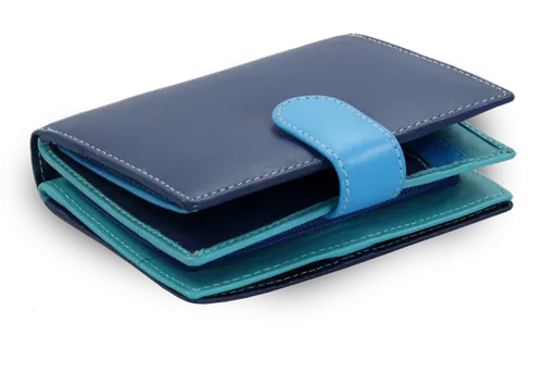 Multimodrá dámska kožená peňaženka so zápinkou 511-9769-M97