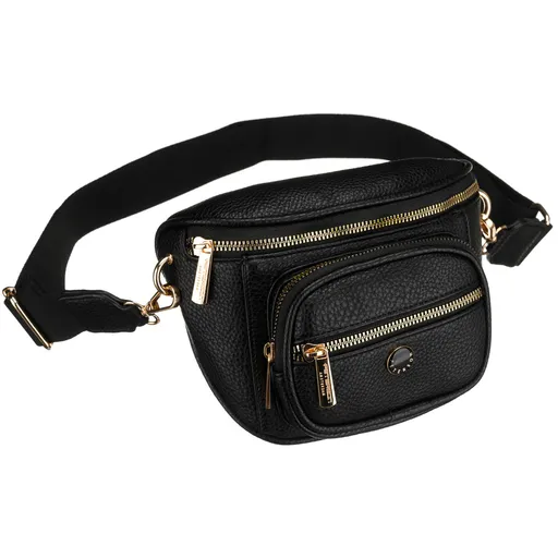 Čierna dámska ľadvinka Peterson z ekologickej kože so zipsom a zlatými detailmi