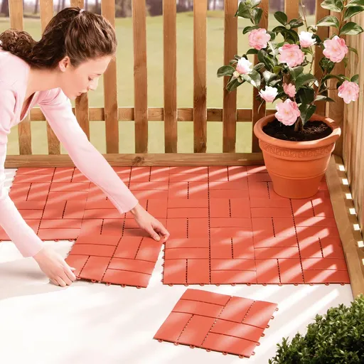 RUCO Terasová plastová dlaždice, 8 ks, barva terracotta