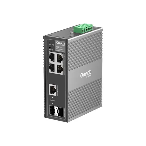 TP-Link OMADA priemyselný switch IES206G (4xGbE, 1xGbE/SFPcombo, 1xSFP, DIN, IP40, fanless)