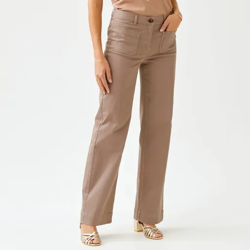 Široké keprové nohavice s vysokým pásom, pre stredne vysokú postavu