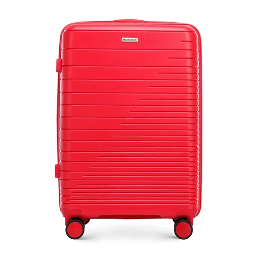 Stredný kufor vyrobený z polypropylénu s lesklými pruhmi 56-3T-162-35