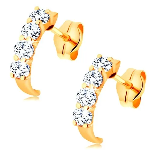 Zlaté náušnice 585 - malý trblietavý oblúčik z okrúhlych čírych zirkónov