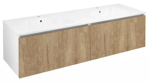 SAPHO - LOREA skrinka 180x46x51,5cm (90+90cm), dub alabama/biela matná LE090-2231-02