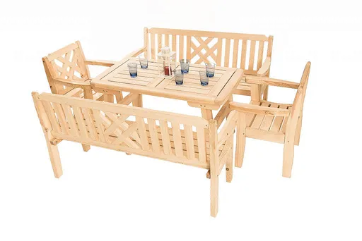 DEOKORK Masívne záhradná zostava z borovice ROMANTIC 1+2+2 (32 mm) - rôzne dĺžky 150 cm