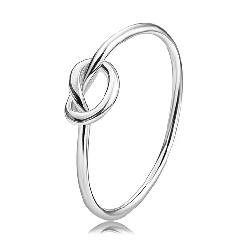 Prsteň z 925 striebra - motív previazaného srdca, okrúhle ramená - Veľkosť: 62 mm