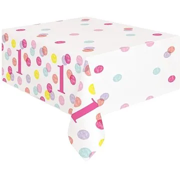 Ubrus 1. Narozeniny růžový s puntíky - holka - 137 x 213 cm - happy birthday (11179732838)