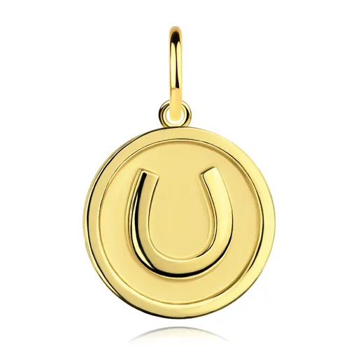 Okrúhly prívesok zo žltého zlata 9K s motívom podkovy