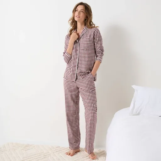 Pyžamo s nohavicami, dlhými rukávmi a kockovaným vzorom