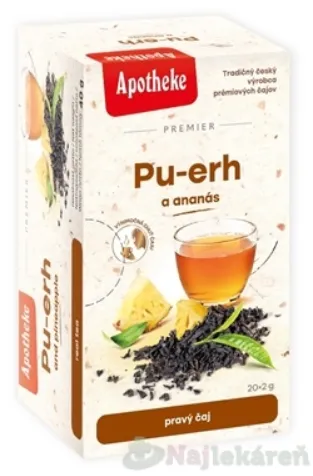 APOTHEKE PREMIER Pu-erh a ananás pravý čierny čaj v nálevových vreckách 20x2g