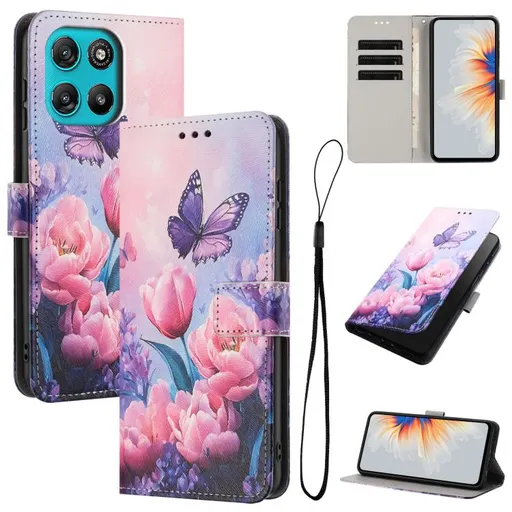 ART Peňaženkový kryt pre Motorola Moto G57 Power PINK BUTTERFLY