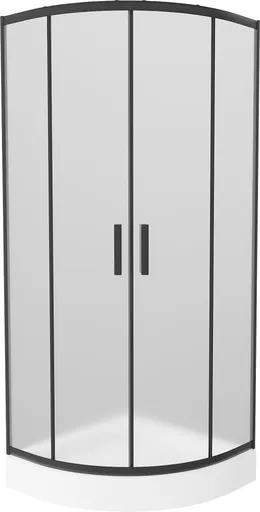 MEXEN/S - Rio sprchovací kút štvrťkruh 80 x 80, dekor, čierny + vanička Rio vrátane výpuste 863-080-080-70-30-4710