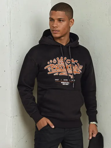 Pánska čierna mikina s potlačou Dstreet BX5665