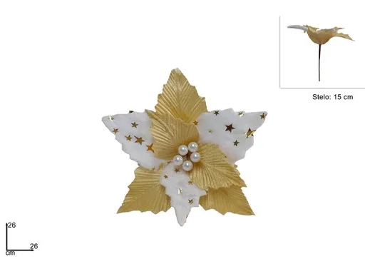 MAKRO - Kvet vianočný 26cm zlatý