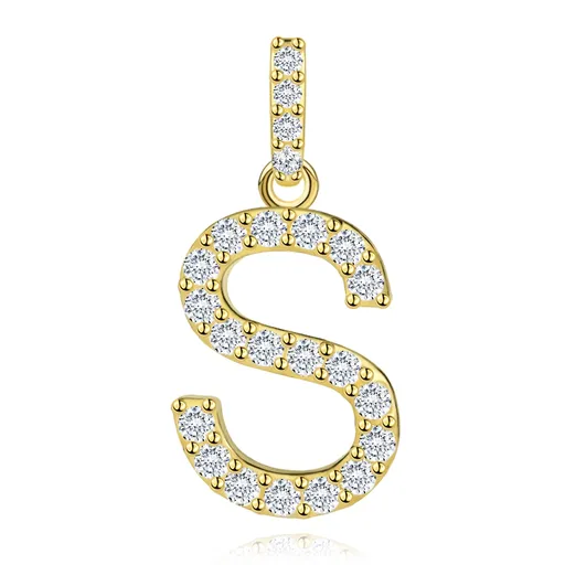 Prívesok z 9K žltého zlata s písmenom S a zirkónmi