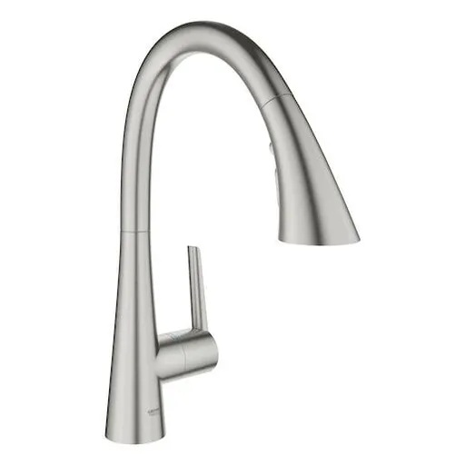 Grohe Zedra drezová batéria s vyťahovacou spŕškou, 3 prúdy supersteel 32294dc2 G32294DC2
