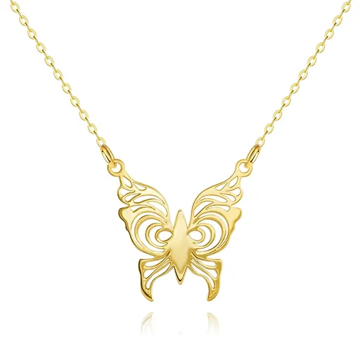 Zlatý náhrdelník v žltom zlate 585 - motýľ s vyrezávanými krídlami