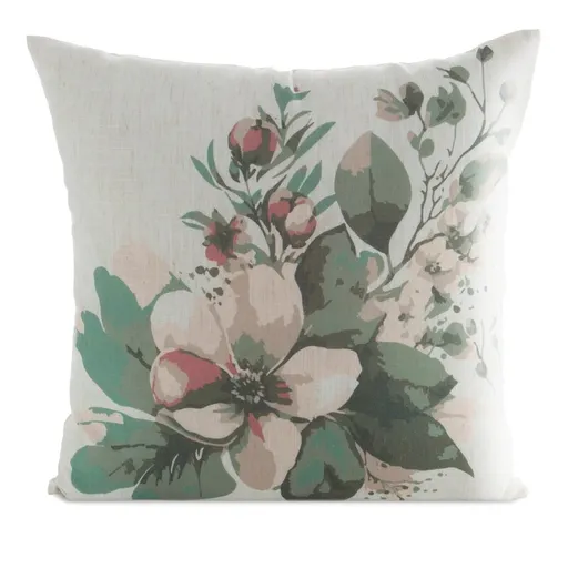 ArtFir Obliečka na vankúš LEN 46 | biela/zelená 45 x 45 cm