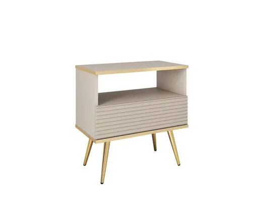 ArtPS Nočný stolík BIJOU S-54 MDF | béžová / zlaté nohy