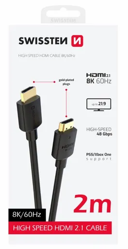 SWISSTEN KÁBEL HDMI NA HDMI 8K 60Hz 2,0 M PVC