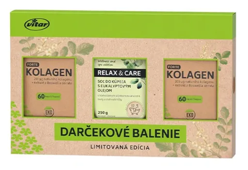 Vitar Eko Kolagén Box kolagén forte 2x60ks + darček soľ do kúpeľa 1set