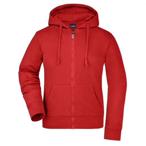 James & Nicholson (Daiber) Dámska mikina na zips s kapucňou JN053 - Červená | L