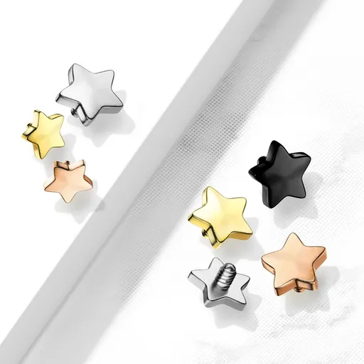 Náhradná hlavička do implantátu z chirurgickej ocele, hviezda 4 mm, hrúbka 1,6 mm, PVD - Farba: Čierna