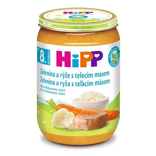 HIPP Zelenina s ryžou a teľacím mäsom BIO 220 g