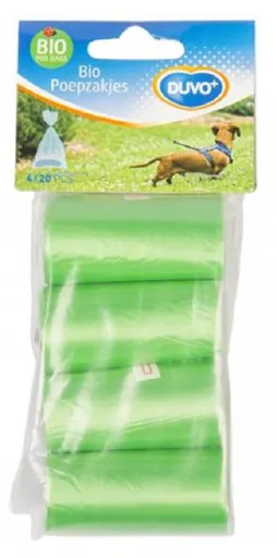 DUVO+ vrecká na zber psích výkalov, 4x20 biologicky rozložiteľných vreciek, zelená farba