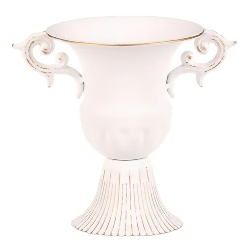 Aranžovací kovový pohár s úchytmi, biela, 17 x 13 x 17 cm