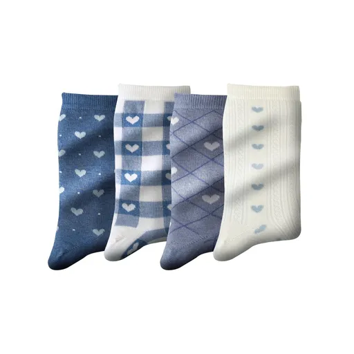 Súprava 4 párov ponožiek s potlačou sŕdc